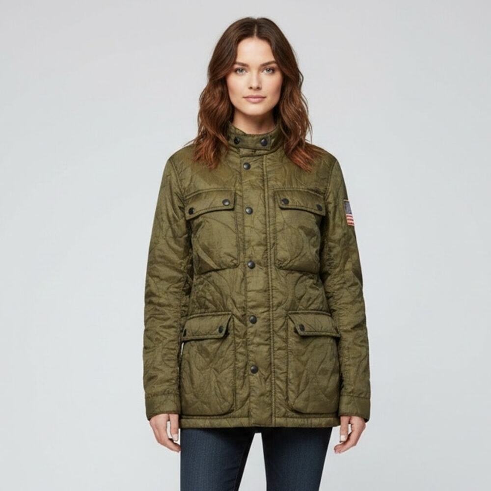 Vintage!!! Ralph Lauren Quilted Military Jacket Olive Green Woobie Field S/M